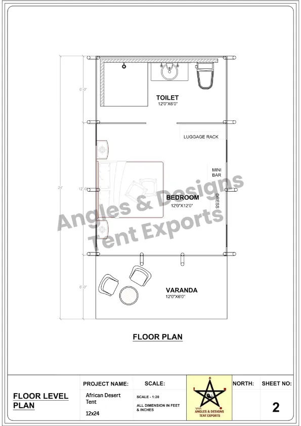 12x24 Tent Floor Level Plan